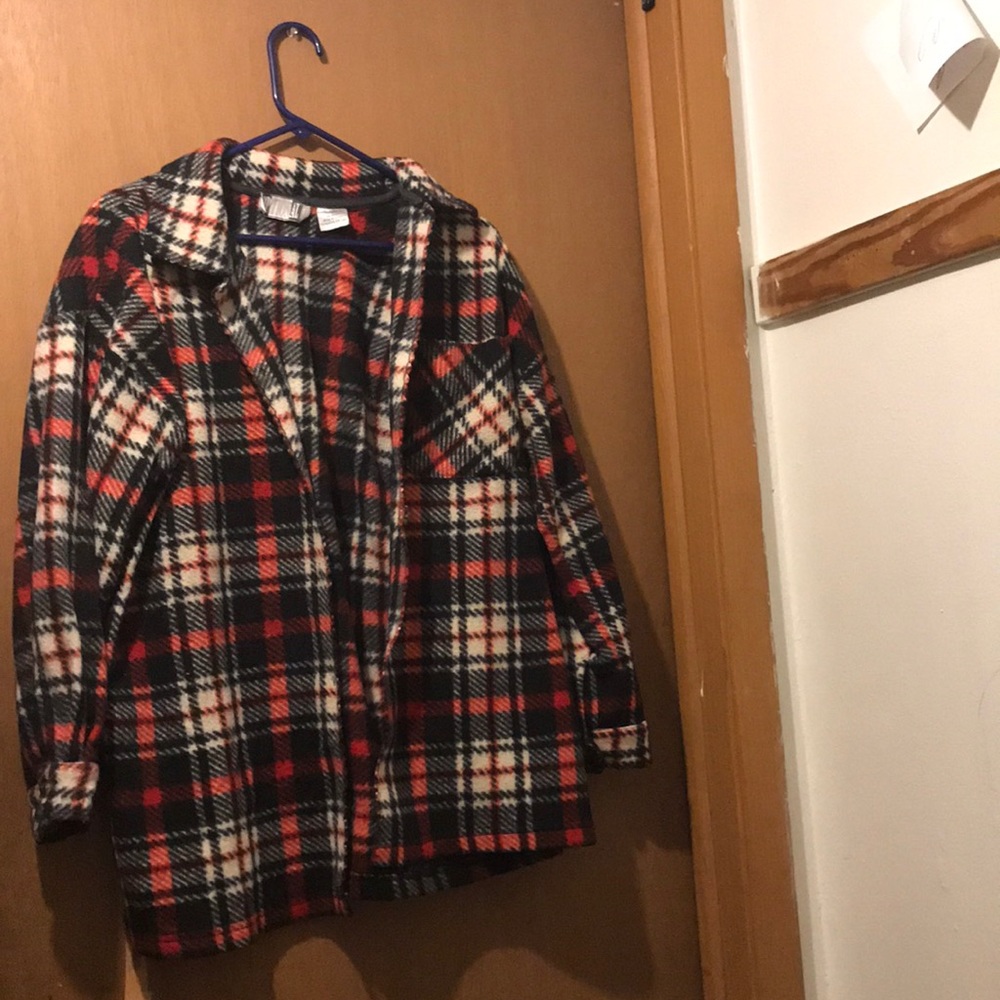 Plaid jacket Red white and black